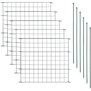 Estexo Teichzaun Gartenzaun Zaun Set 11tlg Gerade 5 Elemente Gitterzaun Teich Metall - Grün