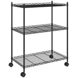 vidaXL Lagerregal mit 3 Böden und Rollen 60x35x81 Cm Schwarz 150 Kg