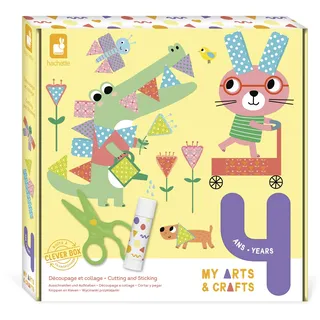 Janod - My Arts & Crafts - Ab 4 Jahre - Ausschneiden und Kleben - 4 Bilder - Kreatives Hobby Kinder - Feinmotorik und Konzentration - J07743