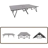 Doppelliege Klappbar Grau Stahl - Campingbett - Klappliege - Sonnenschirm - Outdoor Möbel - Gartenmöbel