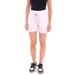 DELMAO Damen Shorts im Streifen-Look kurze Hose mit seitlichen Eingriffstaschen 17017345 Rosa/Weiß