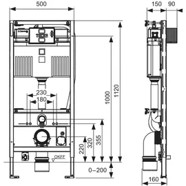 TECE TECEprofil WC-Modul mit Uni-Spülkasten, für TOTO wc, Bauhöhe 1120mm, 9300344