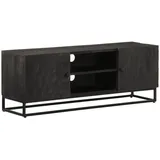 vidaXL TV-Schrank Schwarz 110x30x40 cm Massivholz Mango und Eisen