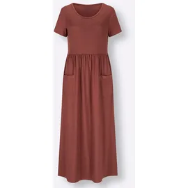 Casual Looks Jerseykleid Shirtkleid Unifarben Rotbraun 42