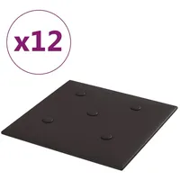 VidaXL Wandpaneele 12 Stk. Schwarz 30x30 cm Kunstleder 1,08