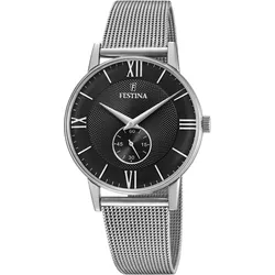 Quarzuhr FESTINA "Retro", silber (silberfarben), Armbanduhren, Damen, Armbanduhr, Herrenuhr, Damenuhr, Edelstahlarmband,dezentrale Sekunde