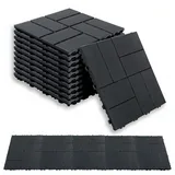 PFCTART Terrassendielen Terrassenfliesen mit Klicksystem, Kunststoff Bodenfliesen, 4,09 m2, BxL: je 30.48x30.48 cm, 20 mm Stärke, (Set, 44-St., 30,48×30,48 cm, für Balkon, Terrasse, Garten & Innenbereich), Einfache Installation, wetterfest & pflegeleicht, Rutschfest grau