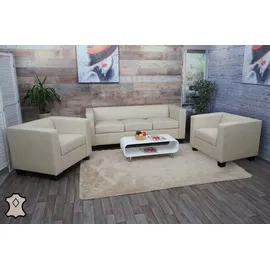 MCW 3-1-1 Couchgarnitur Lille ~ Leder, creme