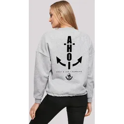 Sweatshirt F4NT4STIC "Ahoi Anker Knut & Jan Hamburg", Damen, Gr. M, grau (erdgrau), Obermaterial: 65% Baumwolle, 35% Polyester, casual, oversize, Rundhals, Langarm ohne Bündchen, Sweatshirts, Print