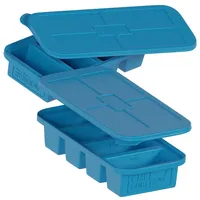 Chef Cubes® Aufbewahrungsbox mit Deckel aus Silikon, große Gefrierdosen mit 4 Fächern zur Lebensmittelaufbewahrung. Gefrierbehälter ideal zum Mealprep und Einfrieren von Portionen. Blau