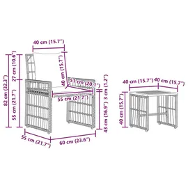 vidaXL Gartenmöbel Set 3-tlg. Grau/Dunkelgrau