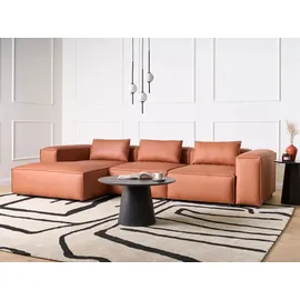 Beliani Modul Ecksofa 4-Sitzer BRANDE Kunstleder Goldbraun rechtsseitig