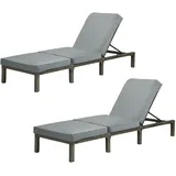 Svita PEACH Gartenliege Polsterauflage Klappbar Polyrattan Grau