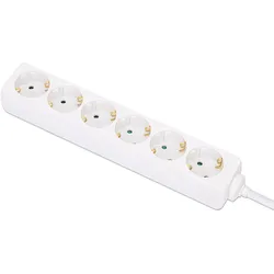 Manhattan Power Distribution Unit EU (2-pin), x6 gang/output, 2m cable, 16A, Whi