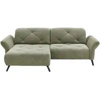 Moderano Ecksofa, Grün, Metall, 2-Sitzer, Ottomane links, L-Form, 262x173 cm, Lederauswahl, Stoffauswahl, Rücken echt, Wohnzimmer, Sofas & Couches, Wohnlandschaften, Ecksofas