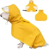 Hunderegenmantel, wasserdichte Hunderegenjacke mit Kapuze und Bauchschutz für kleine, mittlere und große Hunde, Gelb, xl (5–7,5 kg)