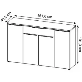 Germania Sideboard Mailand, 4374-84 weiß 161,0 x 40,0 x 101,0 cm, 1 St.