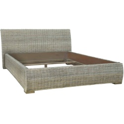 Rattanbett 200x200cm 'Tanaya' Massivholz, Rattan Mahagoni