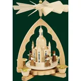 Rudolphs Schatzkiste Tischpyramide Frauenkirche mit Kurrende Höhe= 20cm NEU Holzpyramide Tischdekoration Dekoration Weihnachten Wärmespiel Lichter Figur Edelholz Seiffen Erzgebirge Holz Flügel K