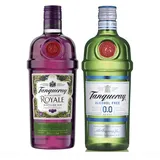 Tanqueray Blackcurrant Royale Gin + Tanqueray 0,0% | aromatisierter Gin + alkoholfreie Destillat-Alternative | das ideale Sommergeschenk | für Gin & Tonic & nicht-alkoholische Mix-Getränke |
