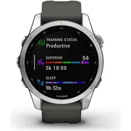 Garmin fenix 7S Standard silber mit graphitfarbenem Armband