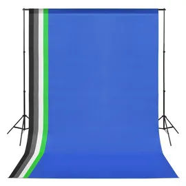 vidaXL Fotohintergrund Fotostudio Set mit 5 farbigen Hintergründen und einstellbarer Aufhängu schwarz