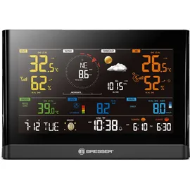 Bresser WLAN Comfort Wetterstation mit 7-in-1 Profi-Sensor und modernem Farbdisplay, Schwarz & Poolthermometer zur Wasser-Temperaturmessung, Schwarz