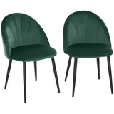 Homcom Esszimmerstühle 2er Set Küchenstuhl Bürostuhl mit Rückenlehne Samt Metall Grün
