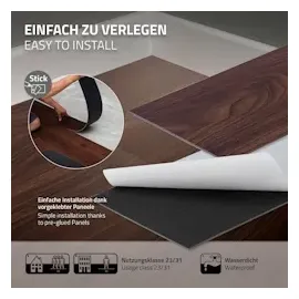 ML-Design PVC Bodenbelag Selbstklebend 6,69 m2 48 Dielen Rot-Braun Nuss