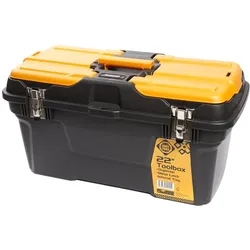 FORTE Tools MG-22 Jumbo Toolbox in 58x23x31 cm, Werkzeugkoffer, Koffer mit Metall-Laschen und internen Organizer, herausnehmbar, abschließbar ( 000051144585 )