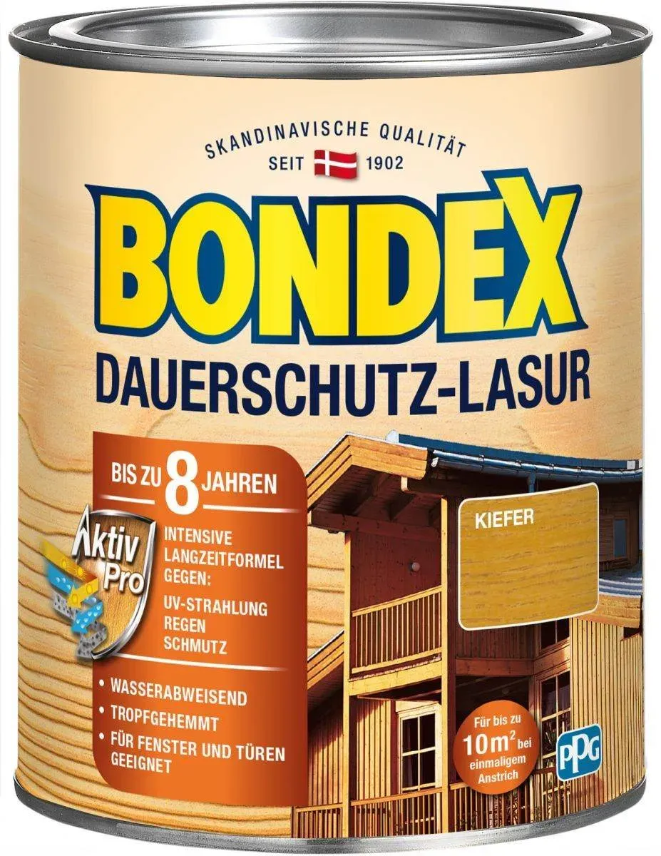 BONDEX Dauerschutz-Lasur Außen, Holzfarbe, 0,75 - 4 l, 12 Farben, Holzschutz