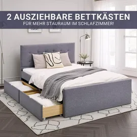 Homestyle4u Polsterbett 140 x 200 cm Grau