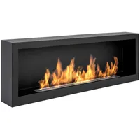 Biokamin S-Line Box 120cm. Bio ethanolkamin 1200 mm schwarz matt, wandkamin. An der Wand befestigter Bio Ethanol Kamin mit aufgebauten Seiten. Wängender bioethanol Kamin ohne Glas.