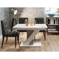 Mirjan24 Esstisch Meva, Design Tisch, Esszimmer, Stilvoll Ausziehbar Esszimmertisch (Farbe: Weiß Hochglanz / Beton)