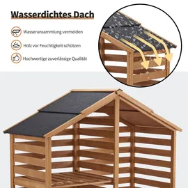 MCombo Kaminholzregal Holz 85 x 175,5 x 184,5 cm mit wasserdichter Abdeckung beige