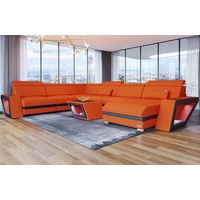 Sofa Dreams Wohnlandschaft Polster Stoff Couch Catania XXL U Form Stoffsofa, mit LED, wahlweise mit Bettfunktion als Schlafsofa, Designersofa orange|schwarz