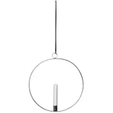 MARELIDA Dekoring mit LED Kerze Flamme - mit Aufhänger - D: 28,5cm Timer Batterie silber