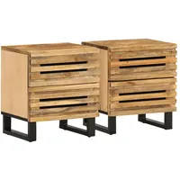 VidaXL Nachttische 2 Stk. 40x34x46 cm Raues Mangoholz