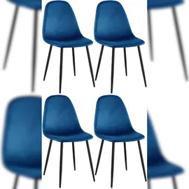 CLP 4er Set Esszimmerstühle Napier blau Samt