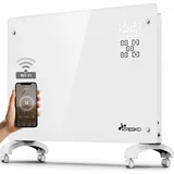 TRESKO TRESKO® Elektroheizung Weiß 2000W inkl. WiFi & APP Glaskonvektor Konvektor Wand Heizung Glas Heizkörper Bad