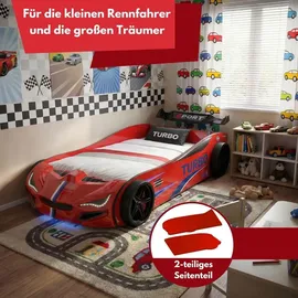 Coemo Kinderbett Rennwagen 90 x 200 cm Holz rot