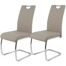 Hela Tische 2er Set Schwingstuhl, Küchenstuhl Flora, Kunstleder Cappuccino, Griffmulde, Metallgestell verchromt, 42x57x98 cm