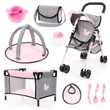 Bayer Design 21533AB Puppenbuggy grau/rosa