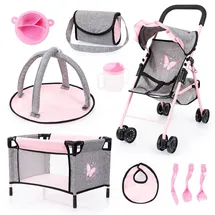 Bayer Design 21533AB Puppenbuggy grau/rosa