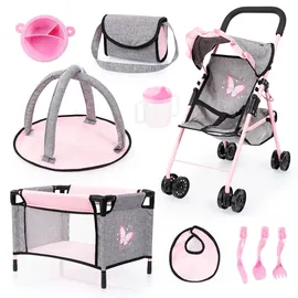 Bayer Design 21533AB Puppenbuggy grau/rosa