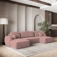 Masseno Ecksofa SAVONA K mit Schlaffunktion U-Form, Sofa mit Bettkasten, Wohnzimmersofa, Couch, Soffa, Bettsofa, Couchgarnitur- Rosa, KRONOS 27 - Rosa