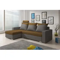 Fun Möbel Ecksofa Sofa NORA mit Schlaffunktion Grau / Grünbraun Ottomane Links - Grau