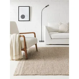 benuta Wollteppich Lana, rechteckig, Höhe: 5 mm, Teppich Wohnzimmer, Schlafzimmer, Esszimmer, Flur, Kunstfaser, Cozy beige|weiß 200 cm x 300 cm x 5 mm