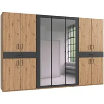 WIMEX Drehtürenschrank WIMEX "Tibet", grau Artisan, eiche nachbildung, absetzung graphit), B:313cm H:208cm T:58cm, Spanplatte, Schränke, Drehtürenschrank, mit Schubkästen auf bequemer Zugriffshöhe
