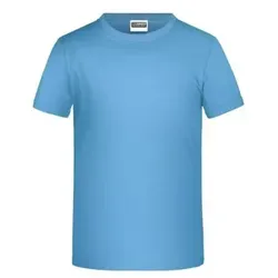 Jungen Basic T-Shirt 150g JN745, himmel-blau, Größe S - blau - S